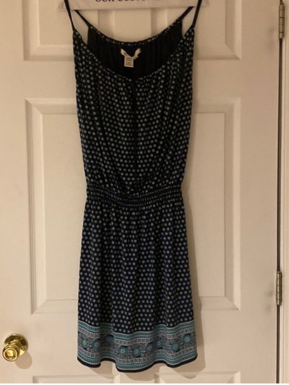 Max Studio Navy Dress with Light Blue Polka Dots